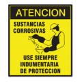 Cartel 40 X 45 - N° 308 Atencion Sust. Corrosivas Use Siempre Indumentaria De Proteccion