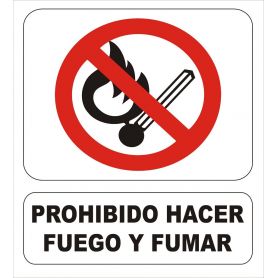 Cartel 40 X 45 - N° 41 - Prohibido Hacer Fuego Y Fumar
