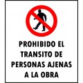 Cartel 40 X 45 - N° 49 - Prohibido El Transito De Personas Ajenas A La Obra